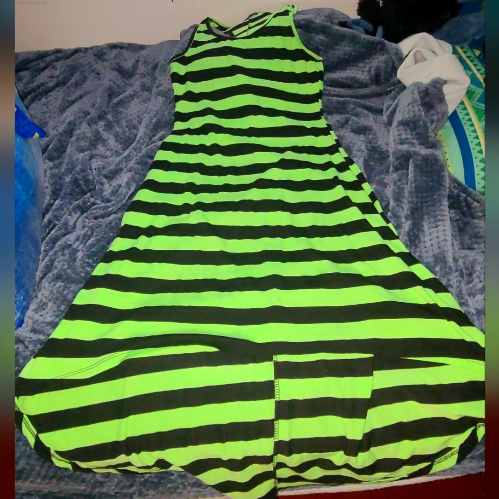 High-Low Neon Green Dress